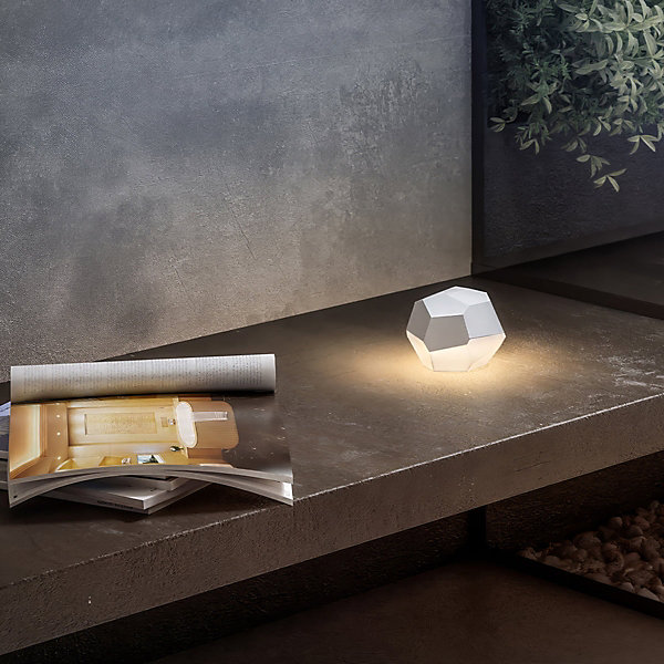 Lampe de table touch sans fil aluminium STONE Blanc H33cm