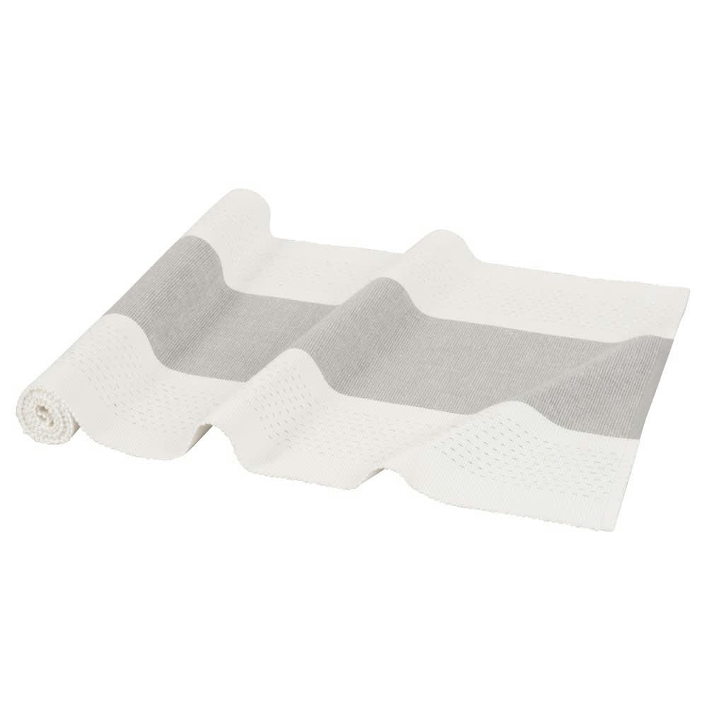 MILLY - Chemin de table blanc et gris L150