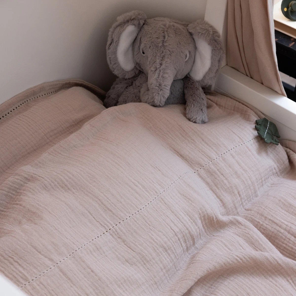 Sebra - Baby-Bettwäsche aus Musselin, 100 x 70 cm, seabreeze beige
