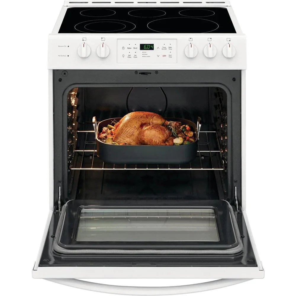 30 in. 5.0 cu. ft. Single Oven �C White with NVS Black Glass