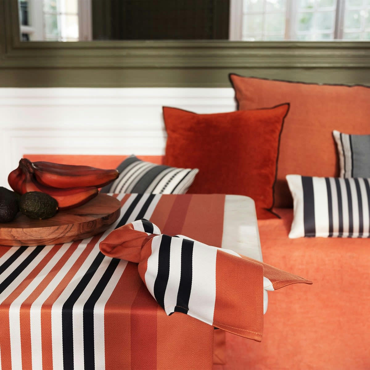 AINHOA - Chemin de table coton Terracotta 50x155 cm