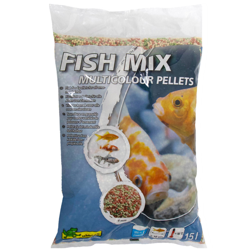 Nourriture pour poissons de bassin Fish Mix granulés multicolores 15 L