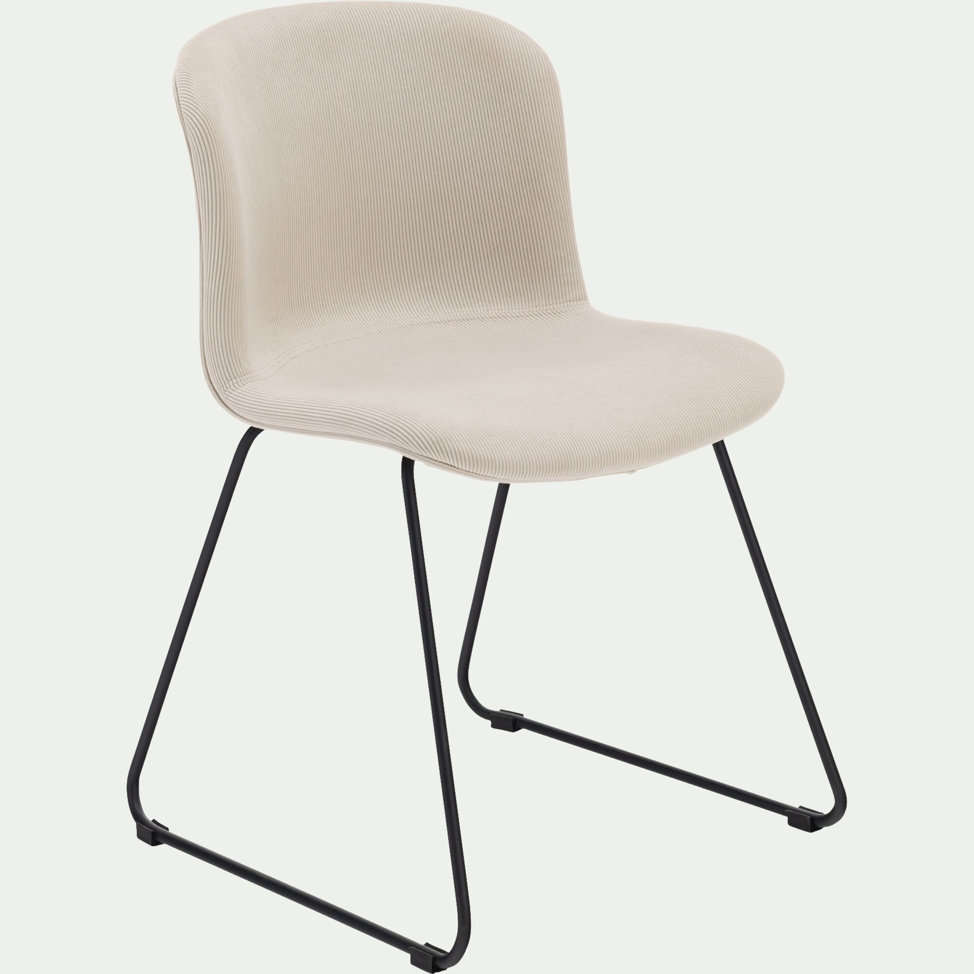 DINA - Chaise en tissu sans accoudoirs et pieds traineaux - beige