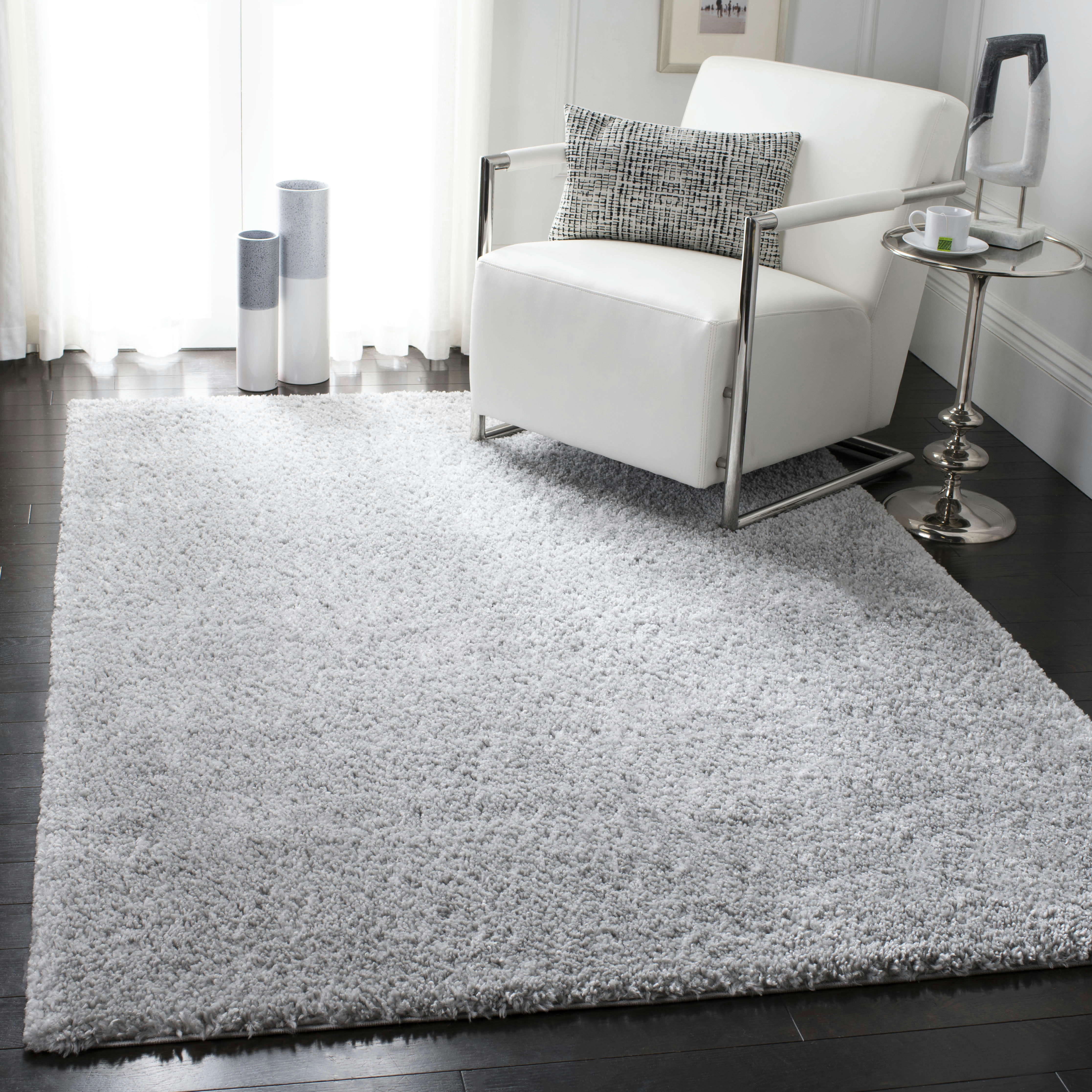 AUGUST SHAG - Tapis de salon interieur en argent, 160 x 229 cm