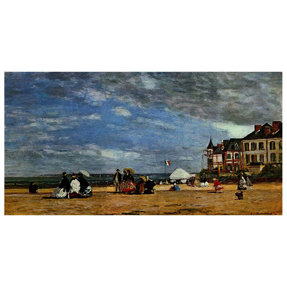 - Tableau la plage de Trouville Eugène Boudin 40x80cm