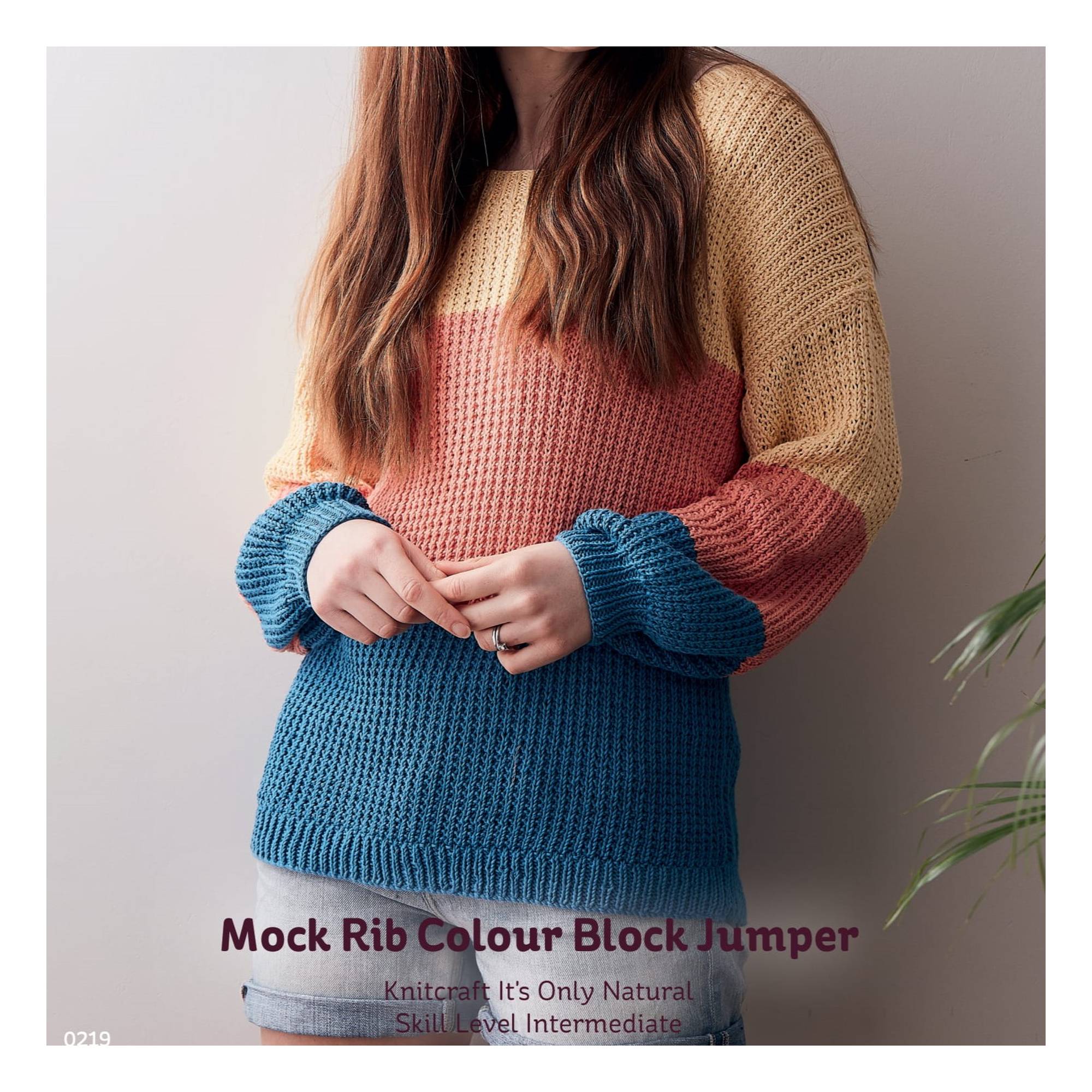 Knitcraft Mock Rib Colour Block Jumper Pattern 0219