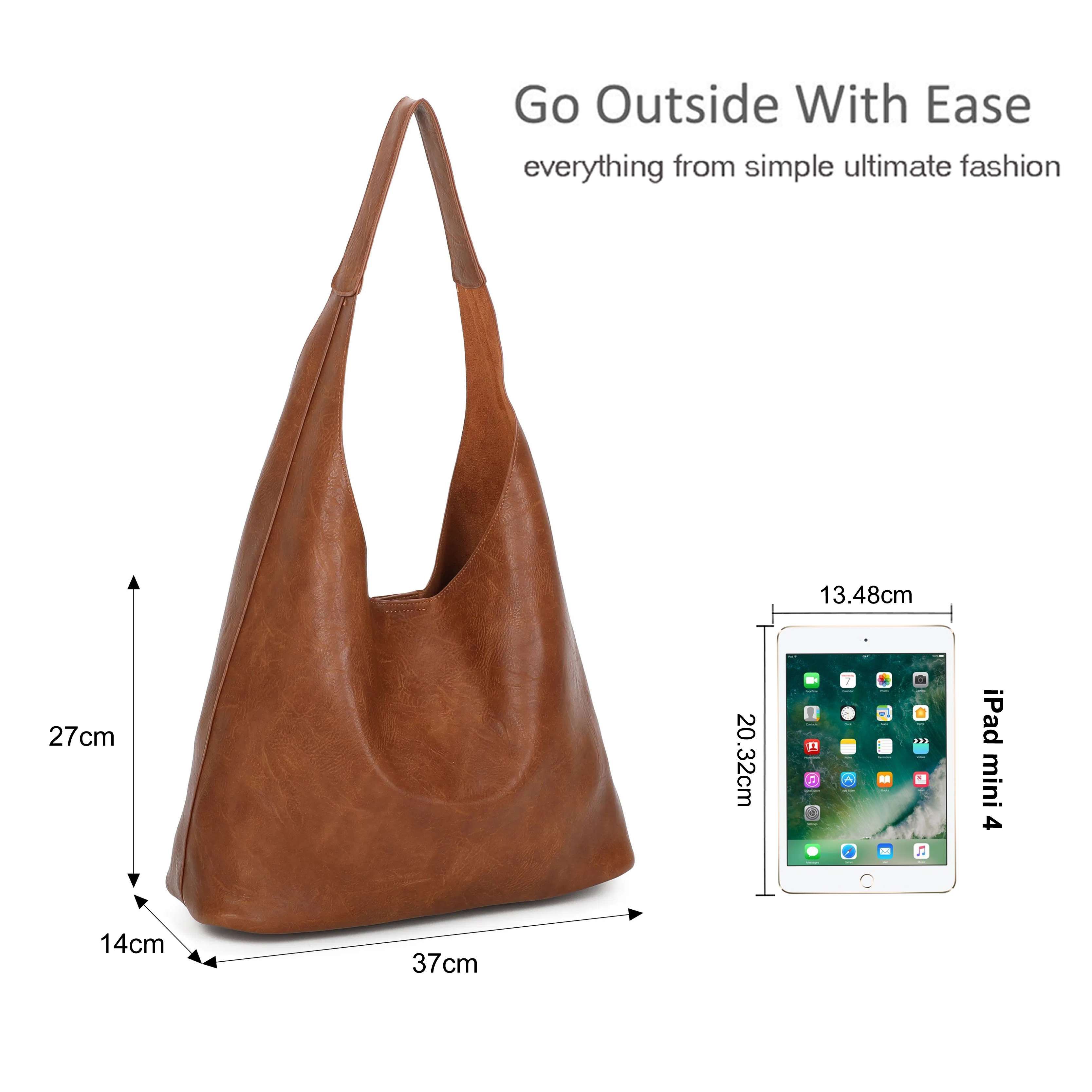Kitise Slouch Magnetic Closure Tote Bag with Detachable Crossbody Purse Handbag