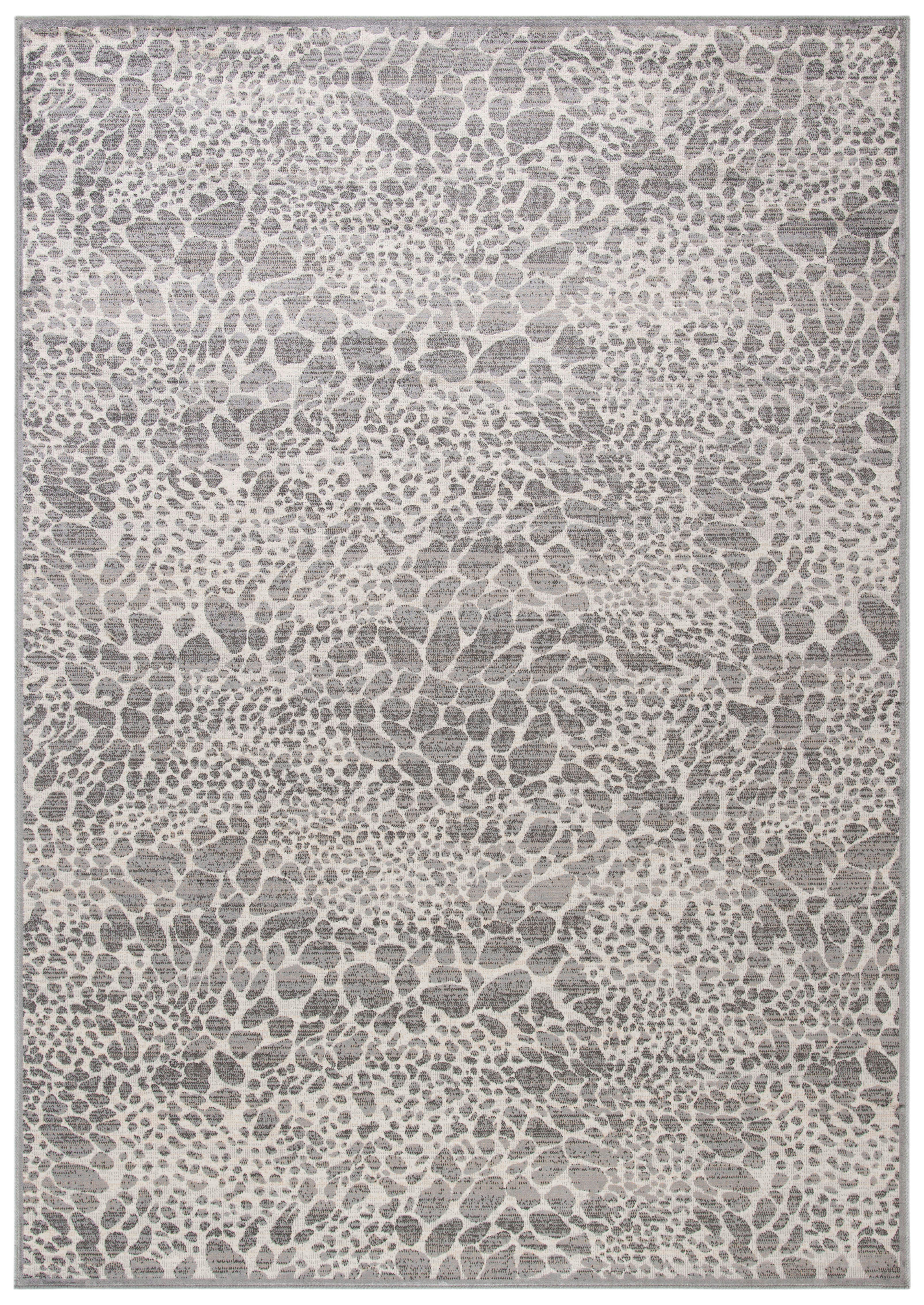 ATLAS - Tapis de salon interieur en ivoire & gris, 99 x 160 cm