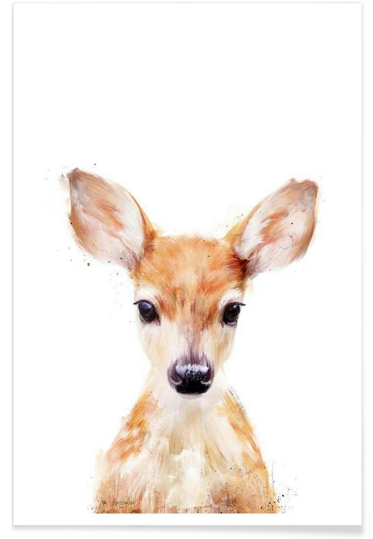 LITTLE DEER - Affiche blanc & marron