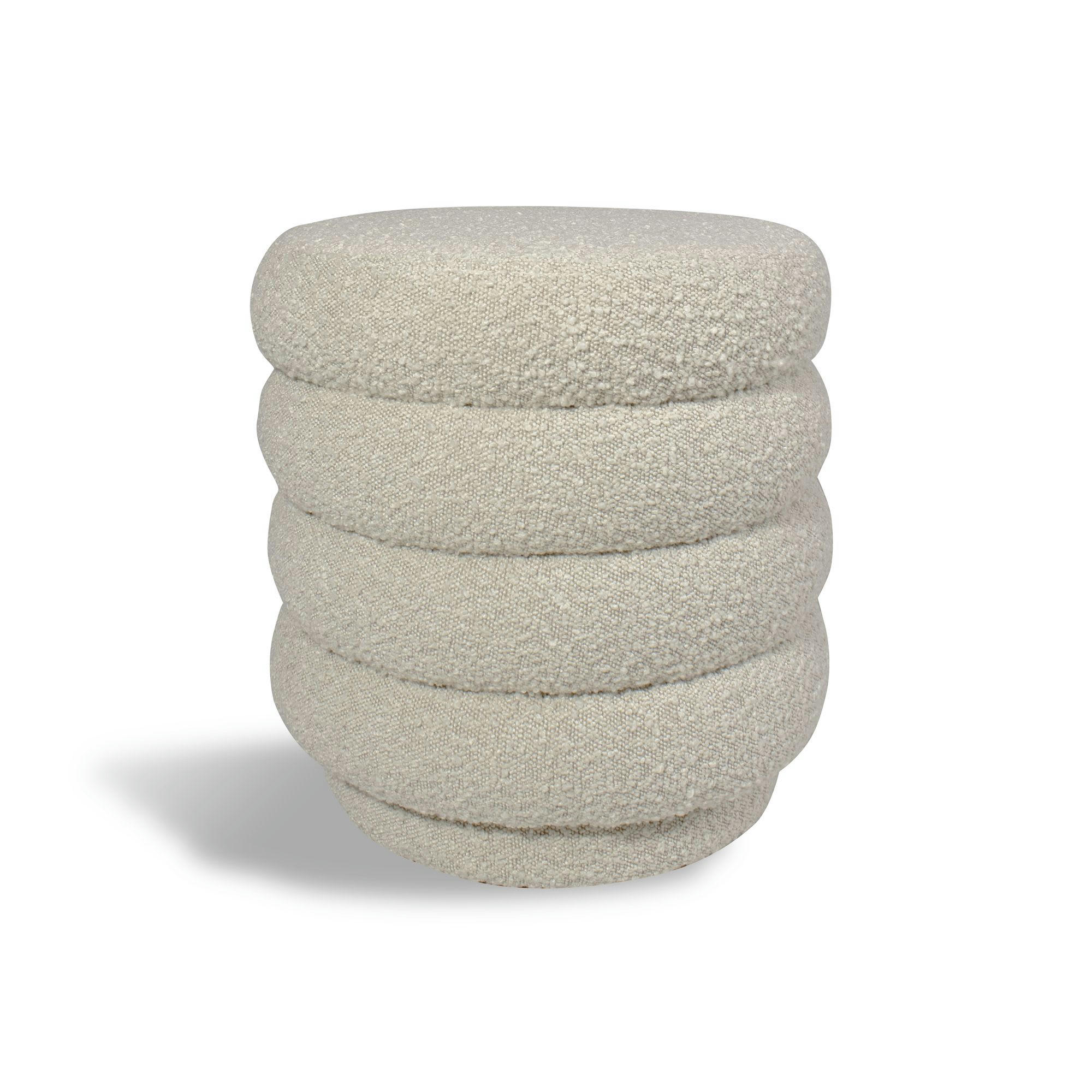 LINUS - Pouf pivotant tissu en bouclette beige
