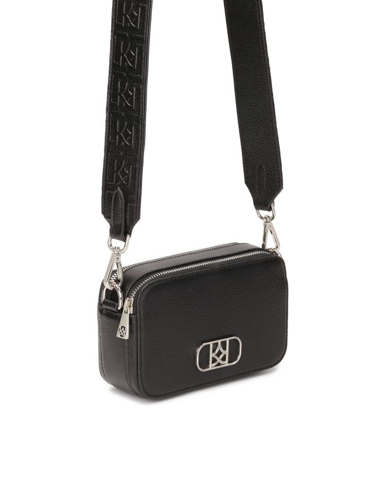 Black leather handbag with two straps