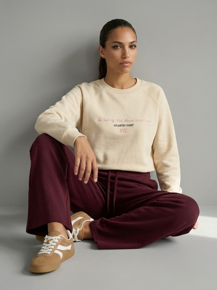 Bluza crewneck z haftowanym napisem NYC