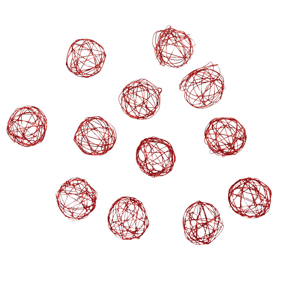 Boule de No&euml;l rouge ajourée x 12