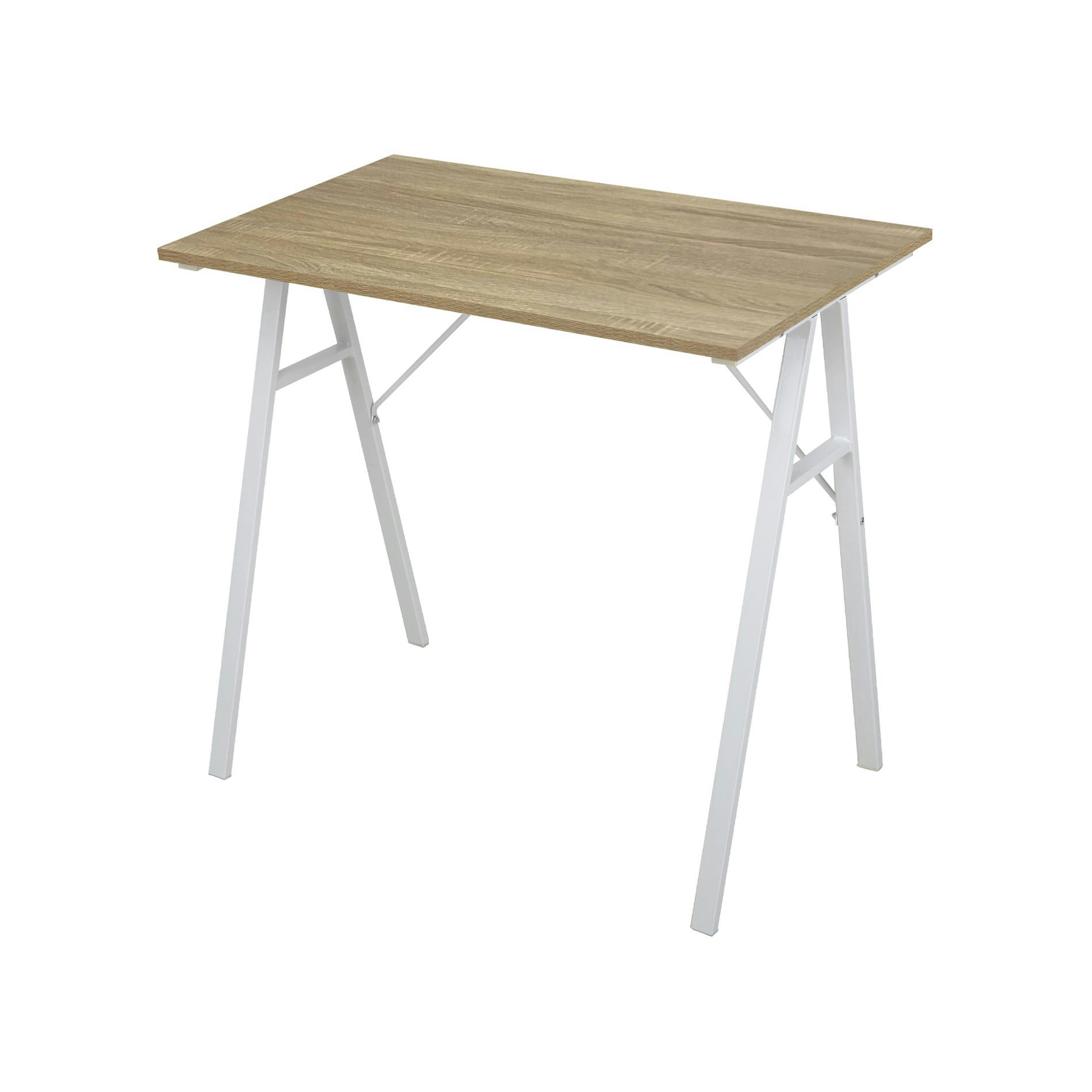 MODERN - Bureau compact en fibre de bois et acier blanc et beige