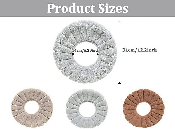 3PCS Housse de Siège de Toilette (3 Couleurs), Lavable Housse de Siège de WC, Housse de Coussin de Toilettes