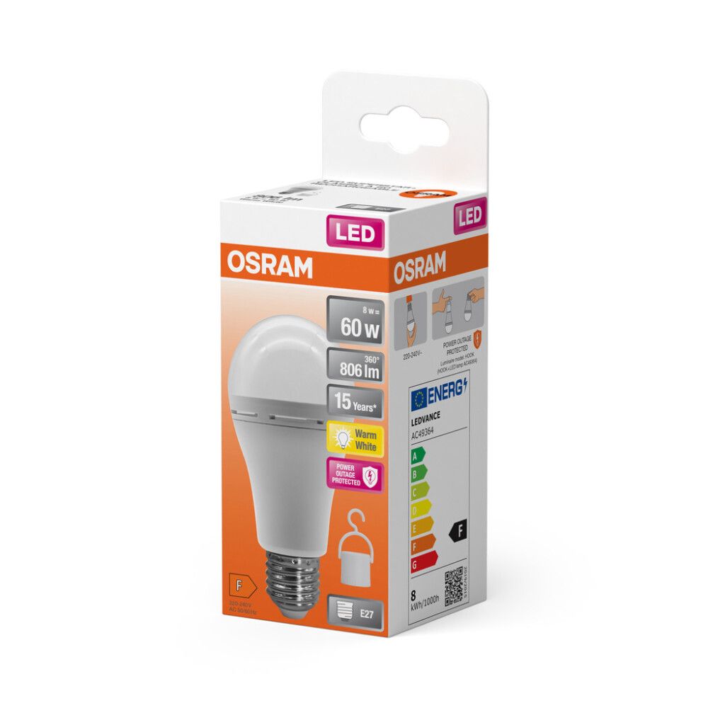 SMARTPÆRE OSRAM LADEBAR LED-NODELAMPE 8W E27