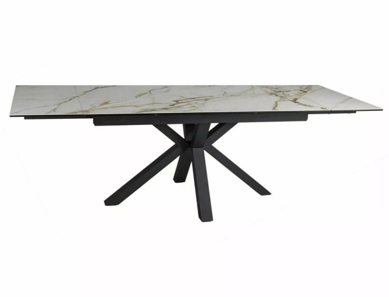 Stół rozkładany COLUMBUS CERAMIC 160(240)x90 biały/czarny ma