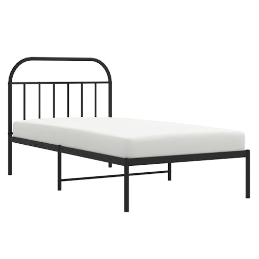 NNEVL Metal Bed Frame with Headboard Black 107x203 cm