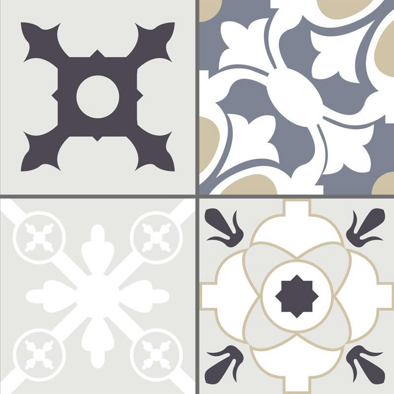 TENDANCE CIMENT SABLE BLEU - Bandeau PVC lot de 2 : L 70cmxH 30cm Multicolore Carreaux de ciment