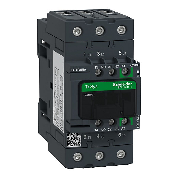 Lc1d65akue Schneider - Contacteur Tripolaire - 3no - 65a - Bobine 100 à 250vca-cc - Everlink