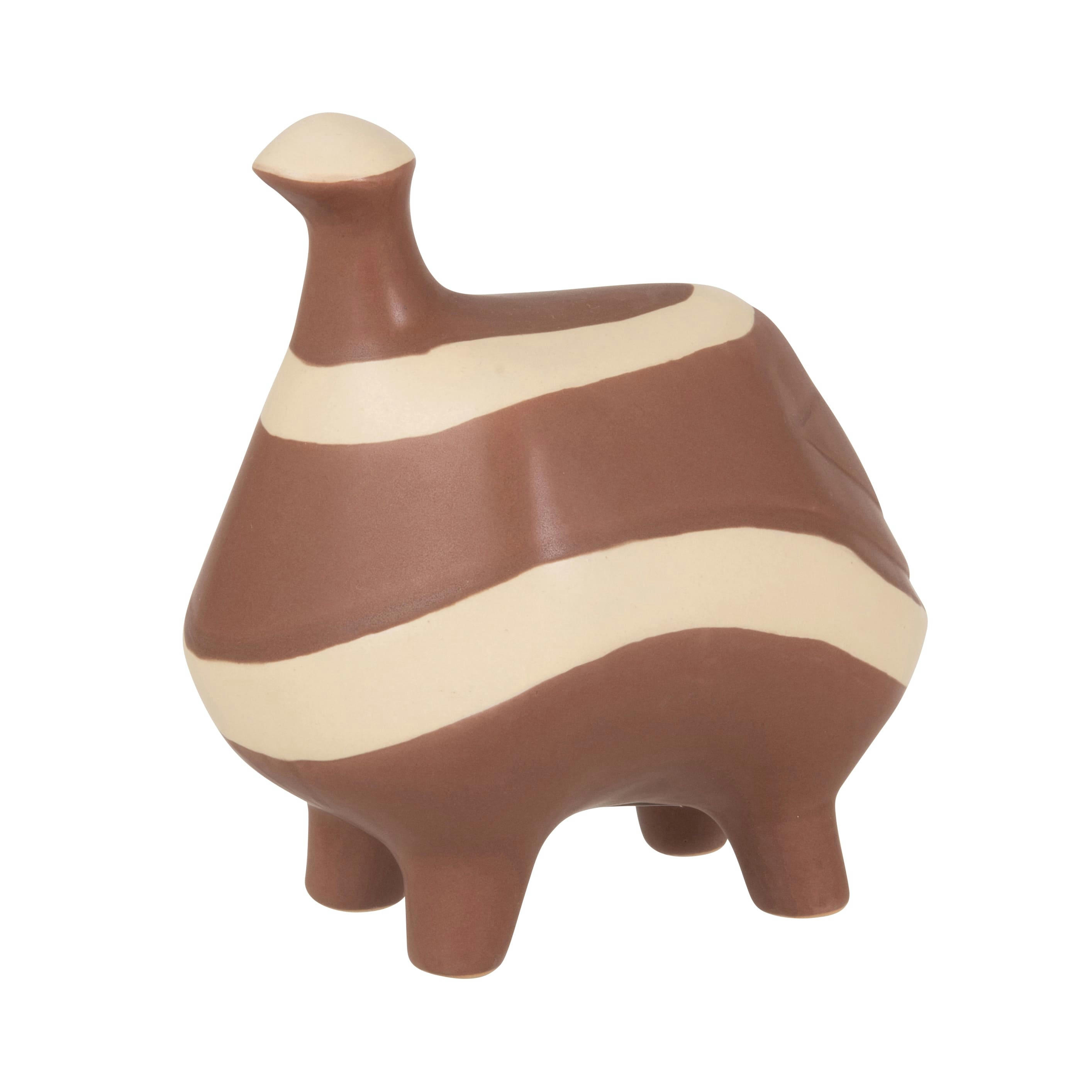 YULARA - Statuette abstraite en porcelaine effet terre bicolore H15