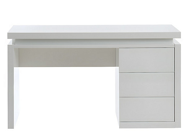 Bureau EMERSON - 3 tiroirs - MDF laqué blanc - LEDs