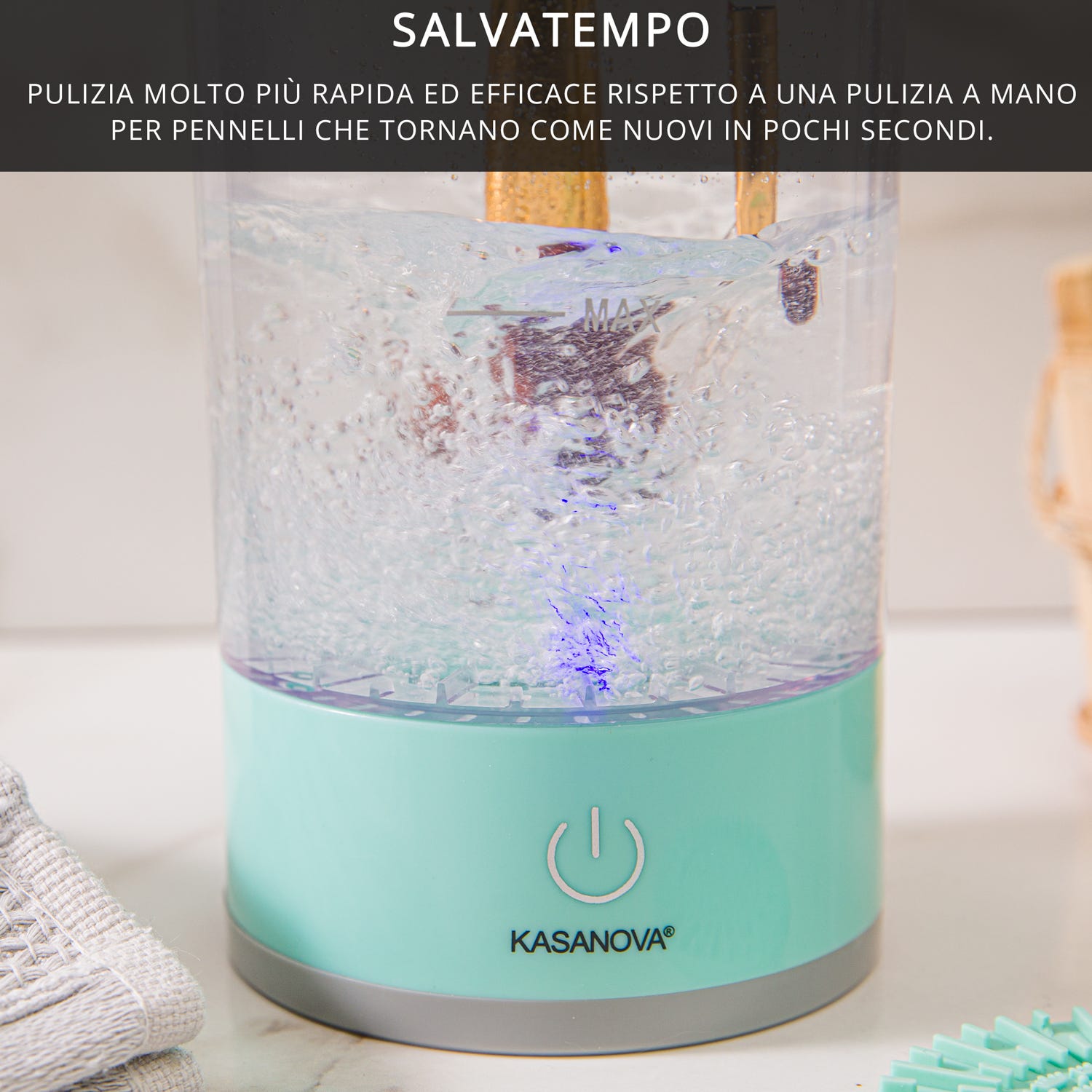 Pulitore elettrico per pennelli da trucco senza fili