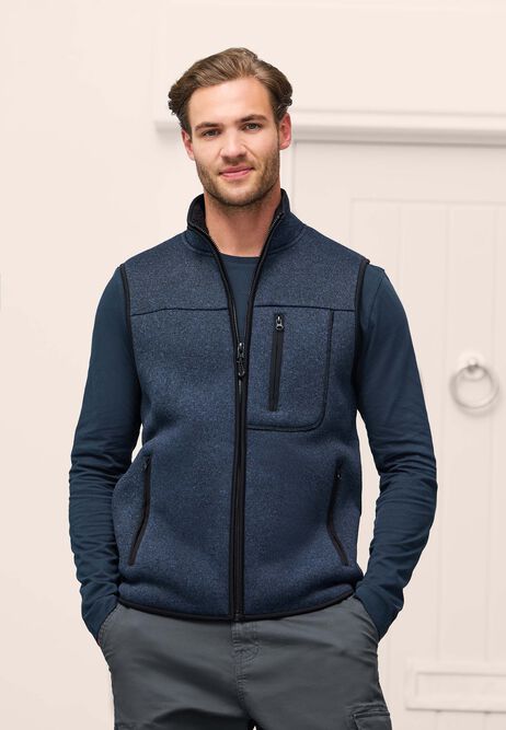 Mens Navy Sherpa Zip Through Sweatshirt Gilet