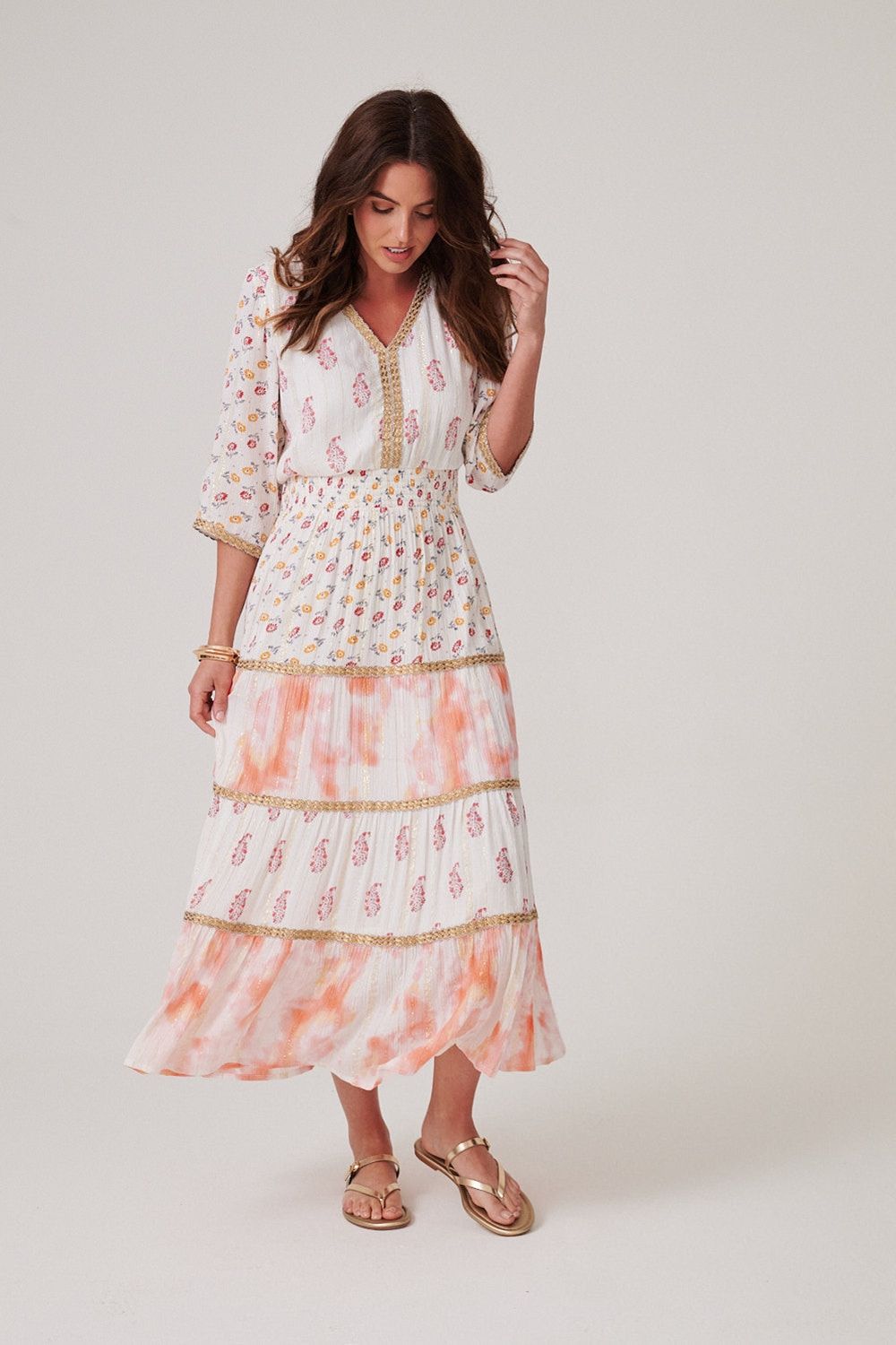 Klass. Floral Printed Folk Style Maxi Dress