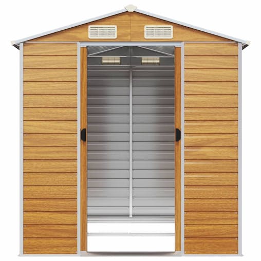 NNEVL Garden Shed Light Brown 191x215x198 cm Galvanised Steel