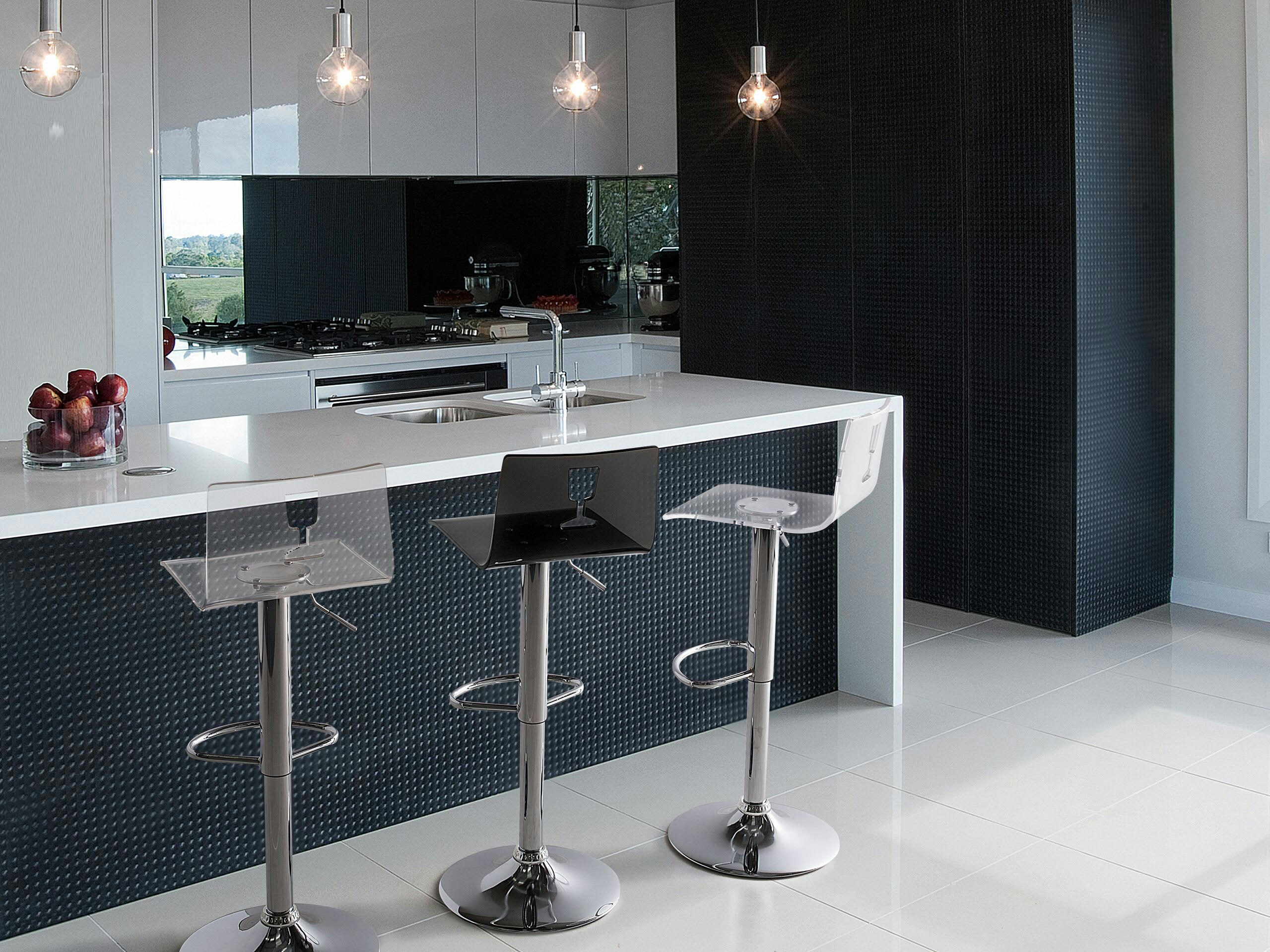 BUSAN - Set de 2 chaises de bar transparentes noires