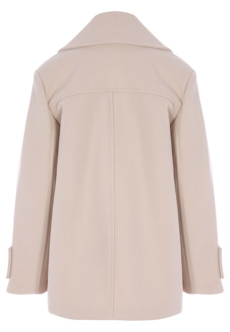 Womens Cream Double Breasted Midi Coat