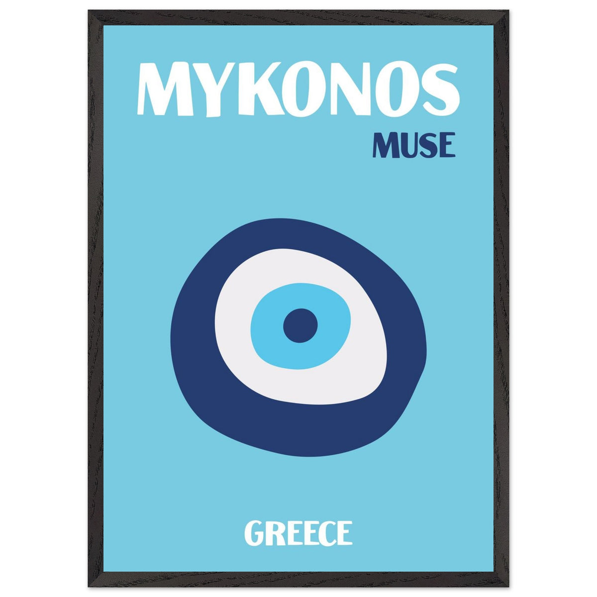 Artfulprints Poster met Lijst Griekenland - Mykonos  - 50x70 cm - Blauw