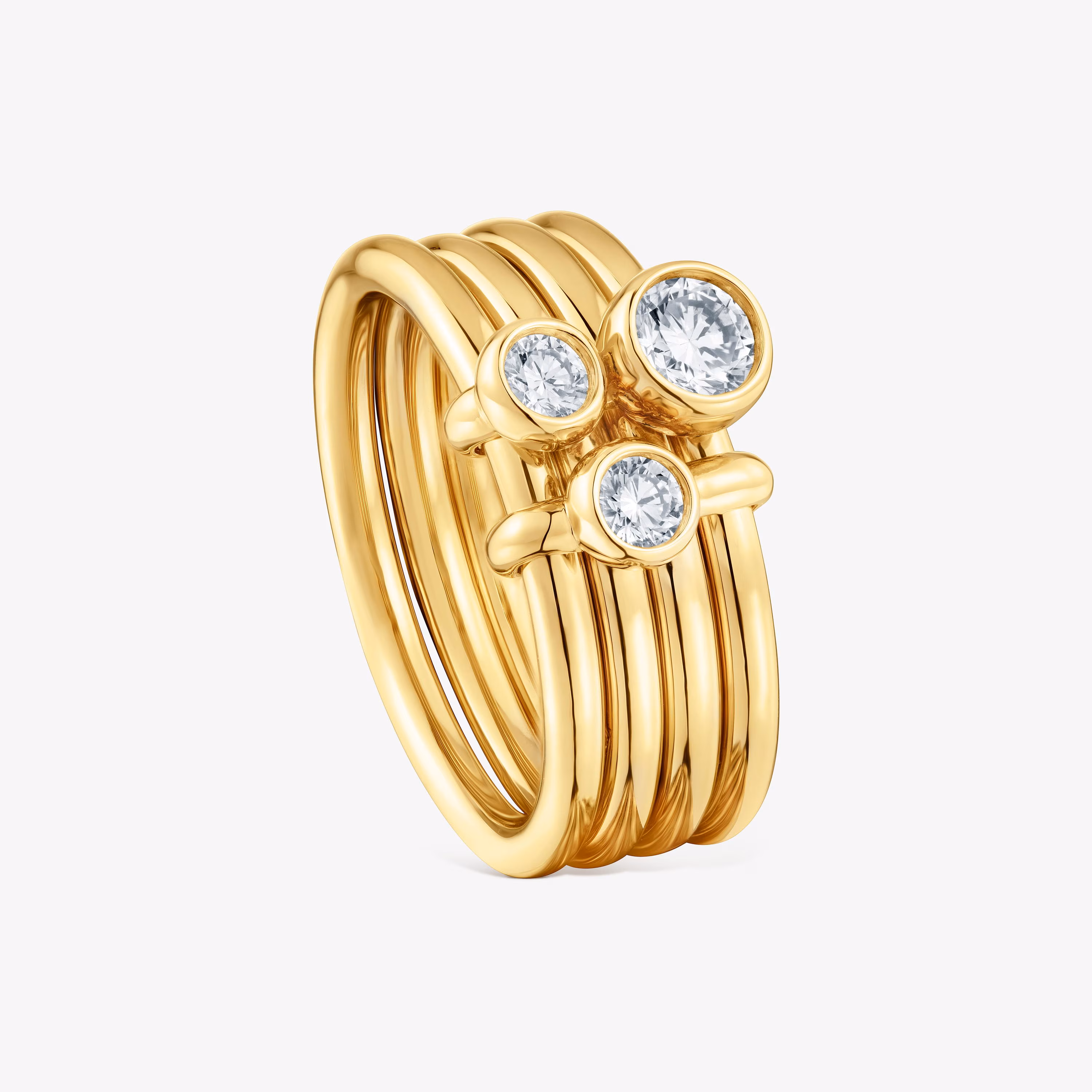 Anillo con baño de oro 18 kt sobre plata y diamantes creados en laboratorio Straight LGD