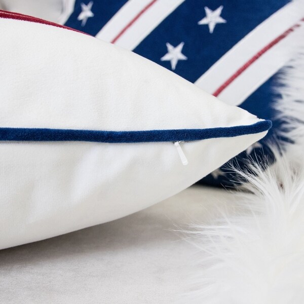 Love Independence Day Embroidery 20" Square Decorative Throw Pillow