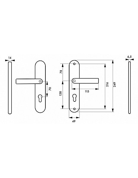 Ensemble poignées de sécurité pour porte d'entrée, béquille double, entr'axe de fixation 216mm, argent - THIRARD