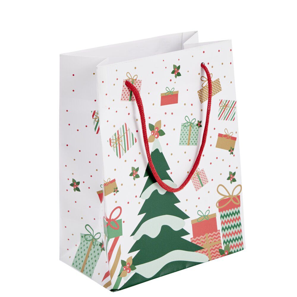 Sac cadeau No&euml;l motif traditionnel 17,5x10xH23cm
