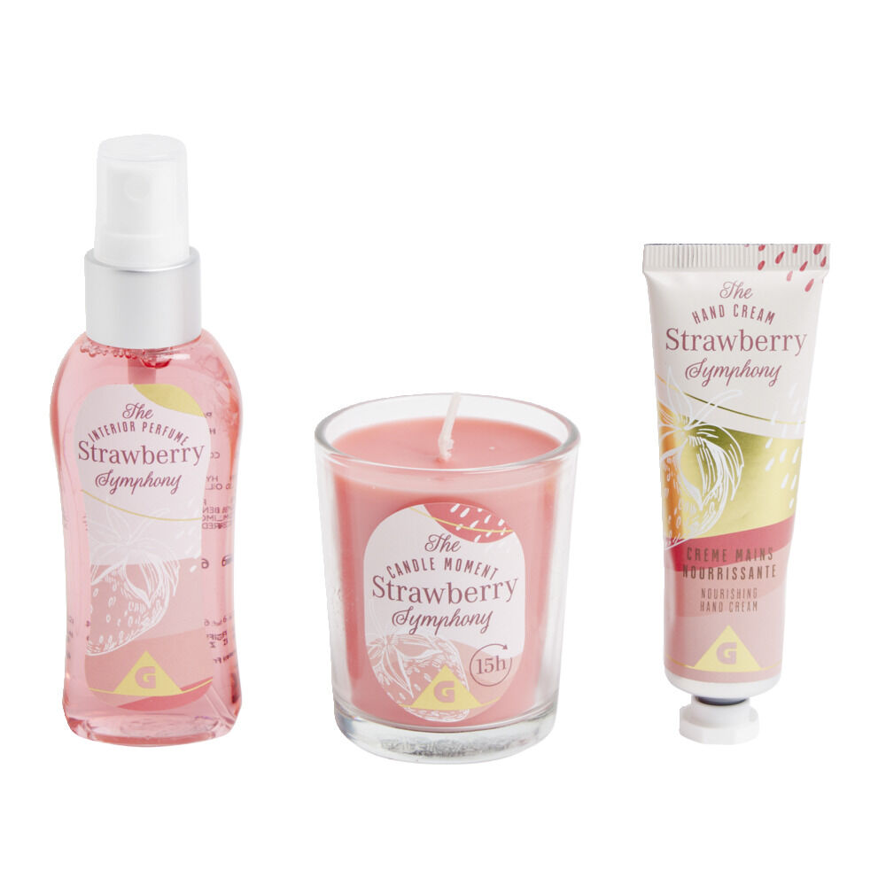 Coffret senteur avec bougie/crème mains/parfum d'intérieur