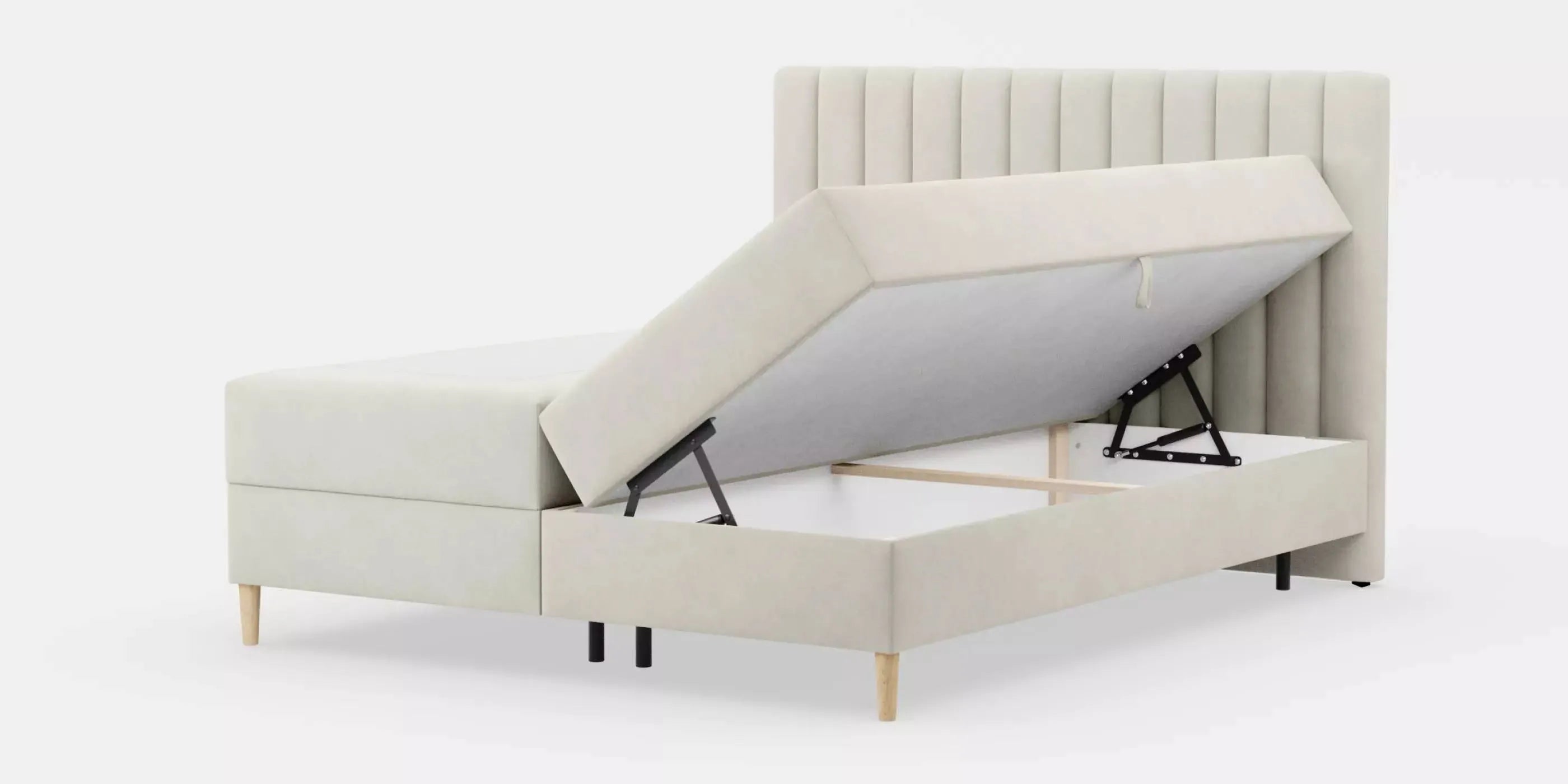 by fonQ Pazara Boxspring met Opbergruimte 180 x 200 cm - Crème / Natur