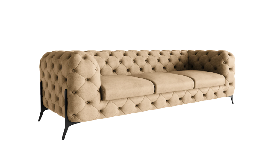Ropez Chelsea Bis sofa 3 pikowana beżowa nogi czarne
