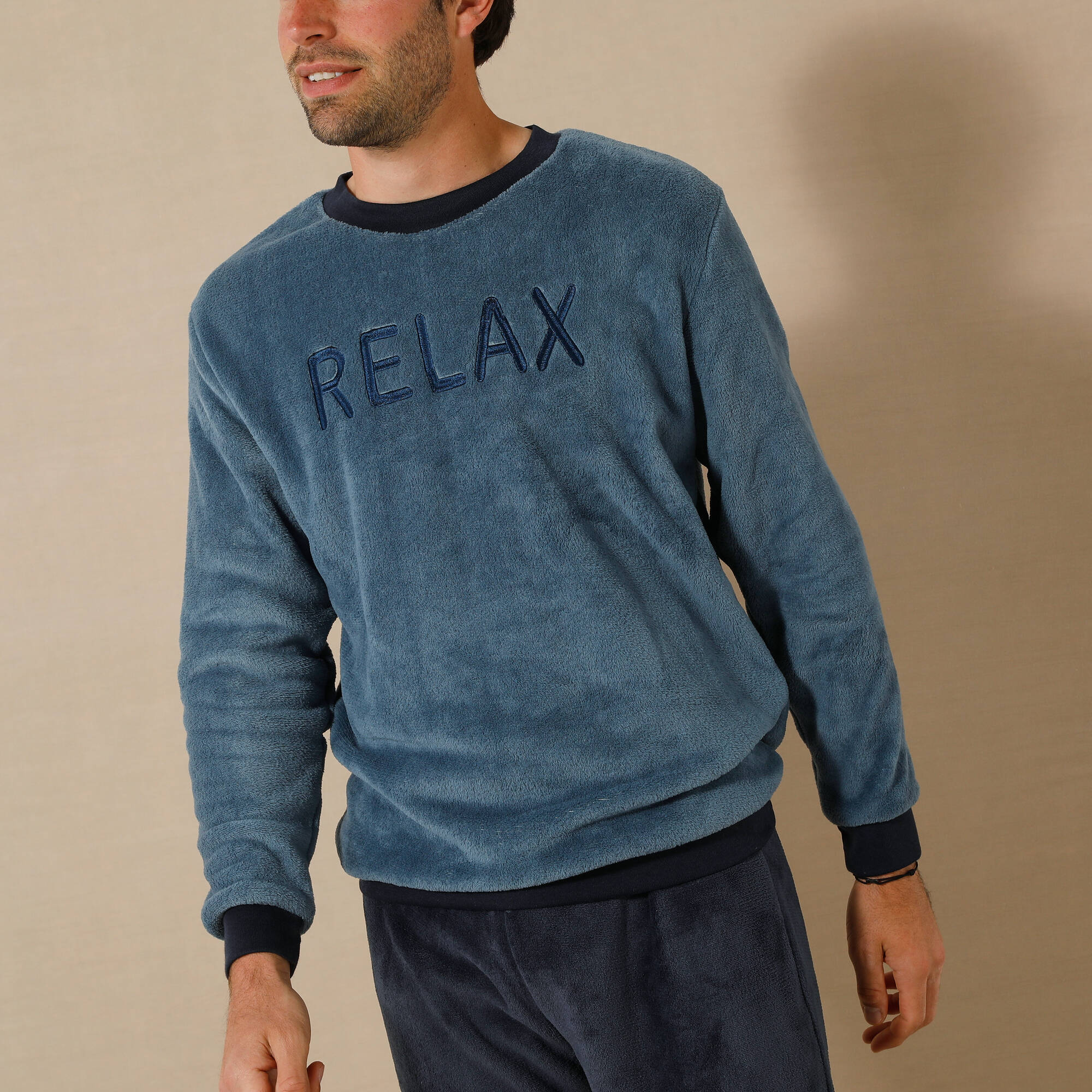 Pyjama "Relax" en maille polaire, toucher peluche