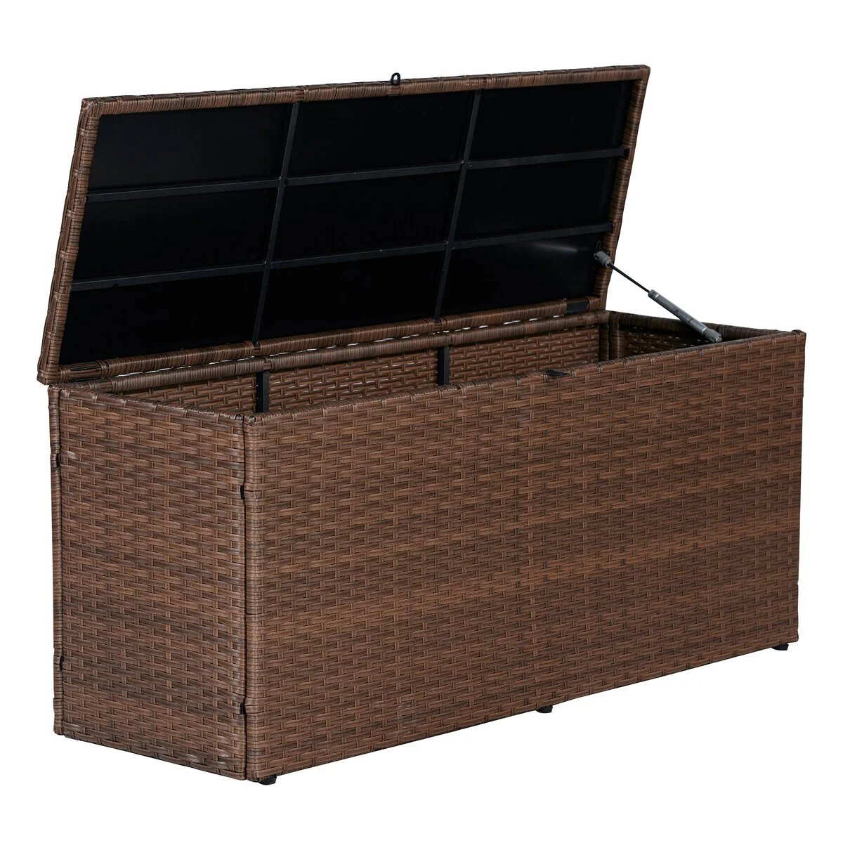happimess Nino 47.24 Modern Minimalist Outdoor Faux Wicker Deck and Patio Storage Box