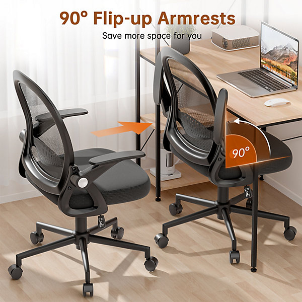 Chaise De Bureau Ergonomique En Maille, Accoudoirs Relevables, Support Lombaire