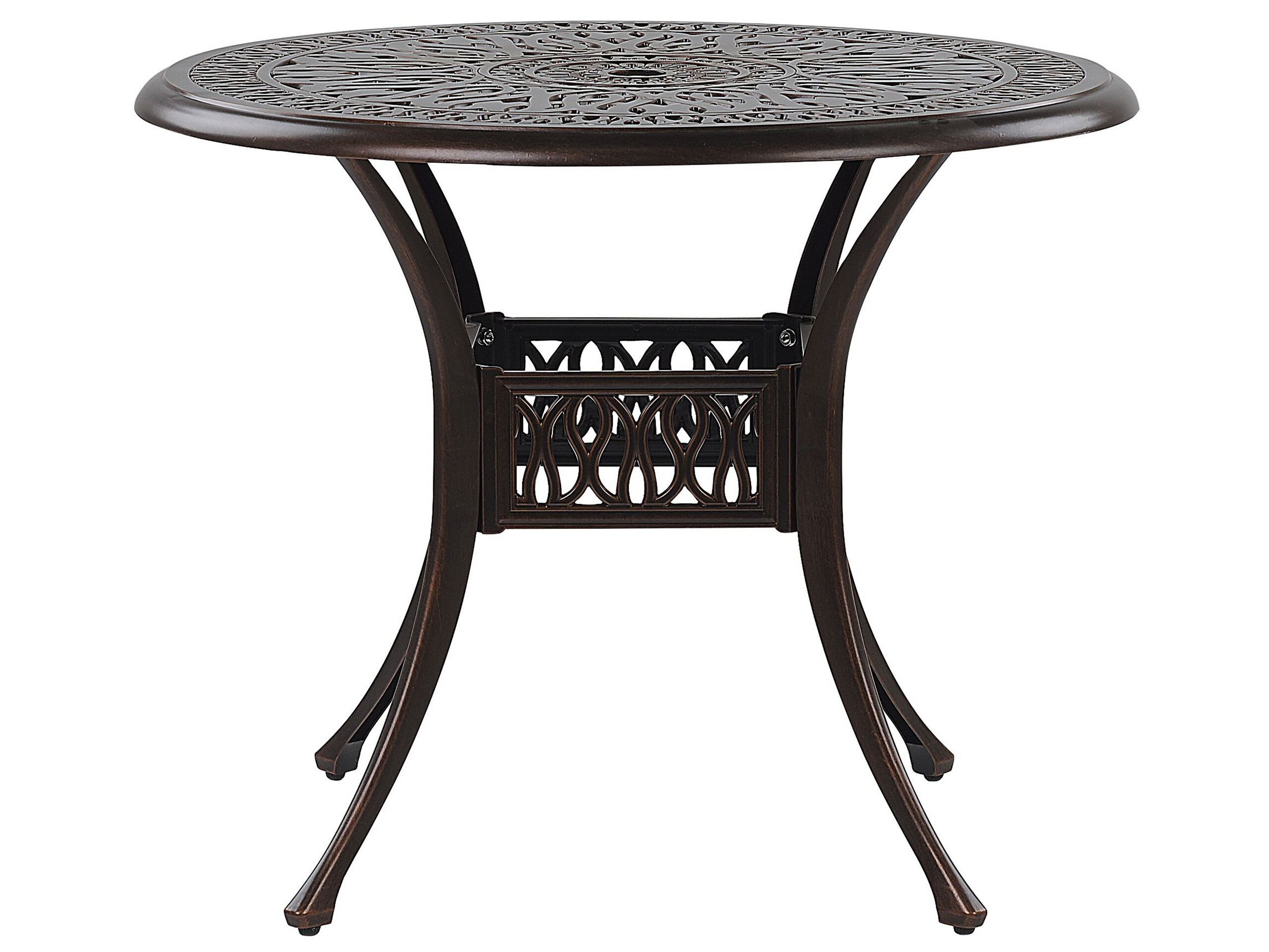 Stół ogrodowy okrągły 90 cm brązowy metal