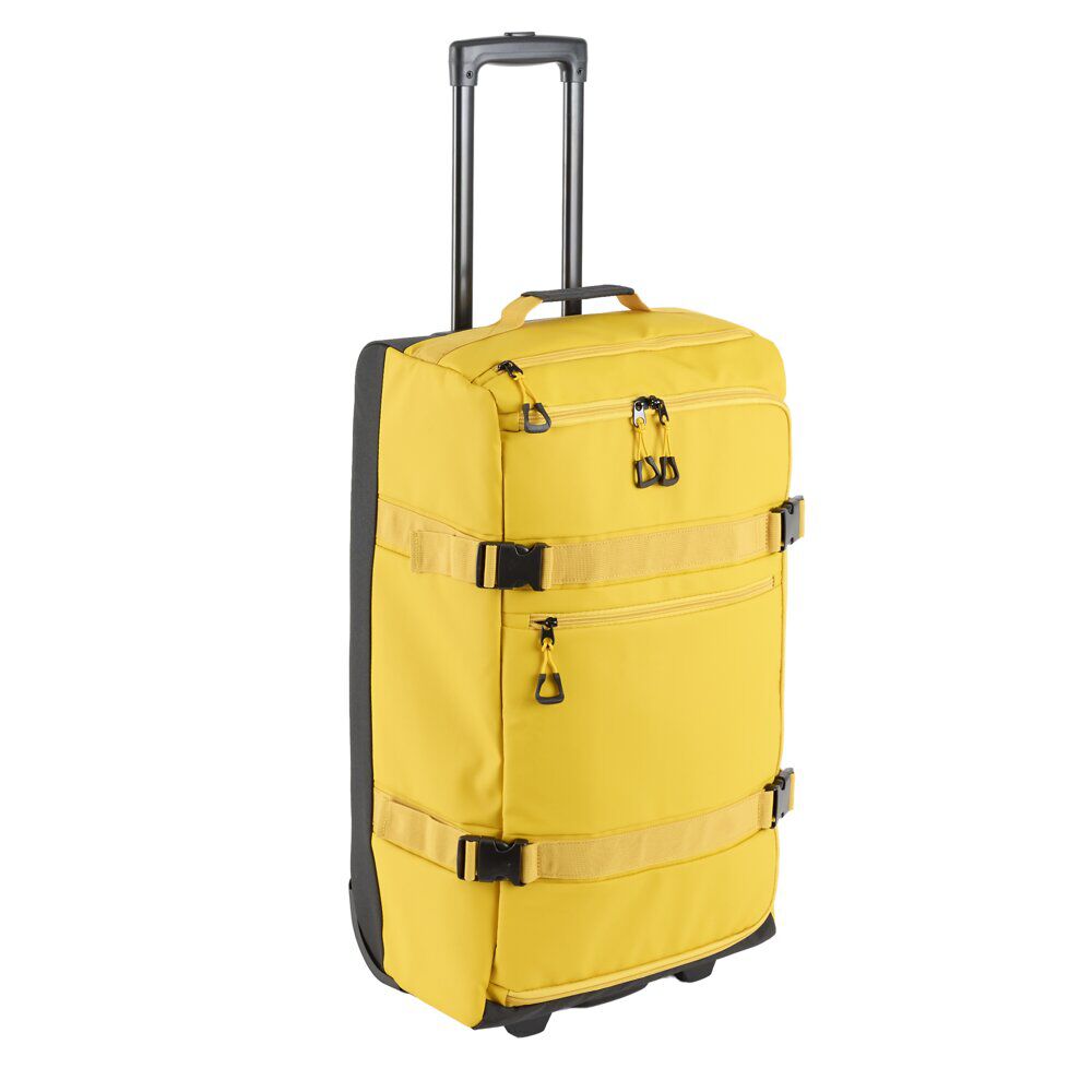 Valise souple 55L taille moyenne 2 roues textile jaune 36,5x24xH66cm