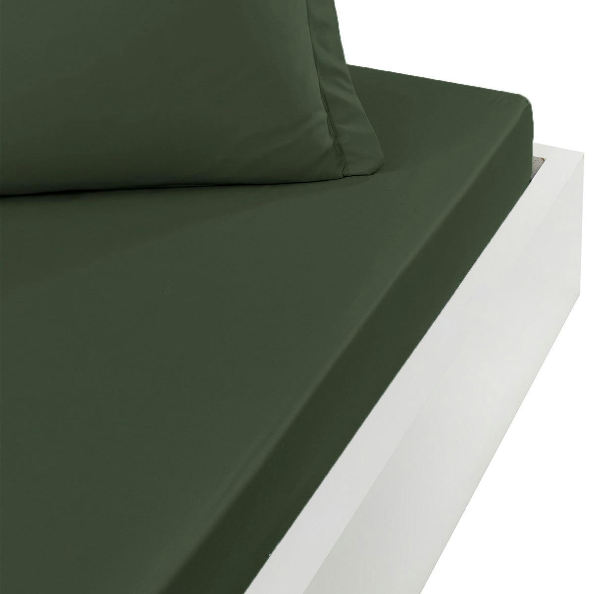 SOFT PERCALE - Drap housse en percale de coton Eucalyptus 140x200 cm