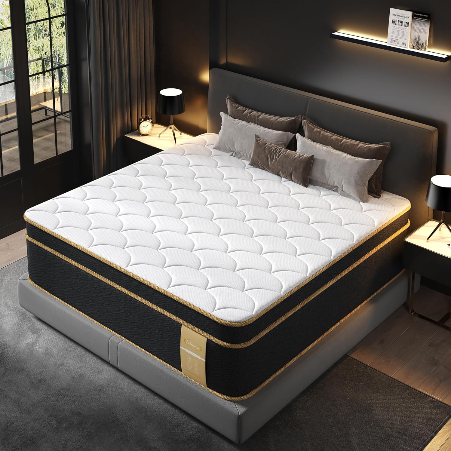 Firm King Size Mattress, 14 Inch Gel Memory Foam Hybrid Mattress King Bed in a Box, Pressure & Pain Relief, CertiPUR-US, Individual Pocket Spring, Edge Support