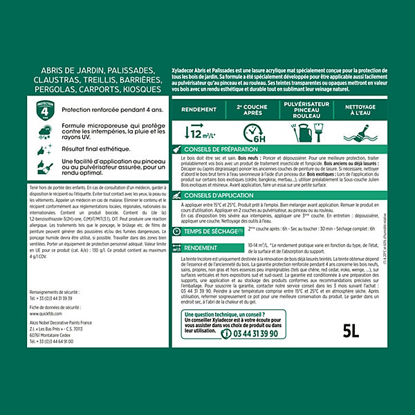 Lasure bois extérieur abris et palissades chêne clair mat Xyladecor 5 L