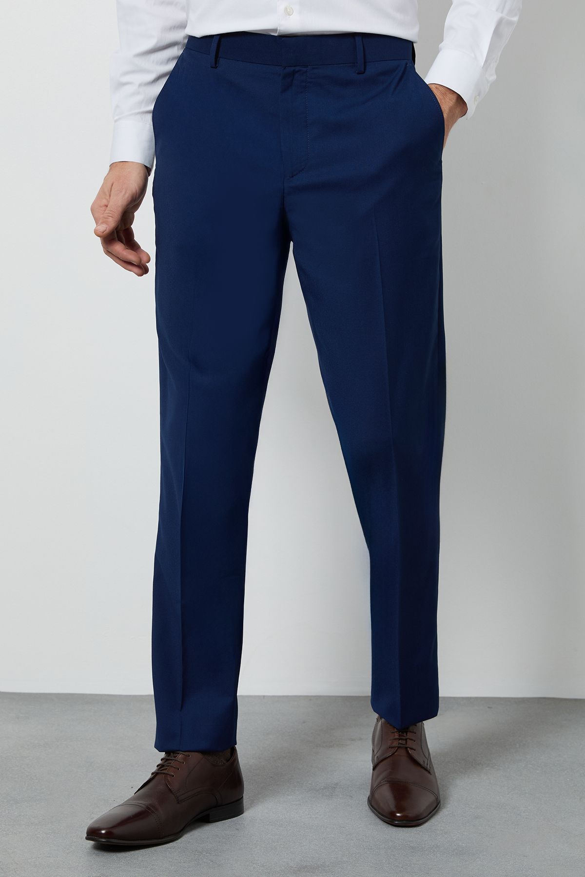 Burton Royal Blue Textured Slim Fit Suit Trousers