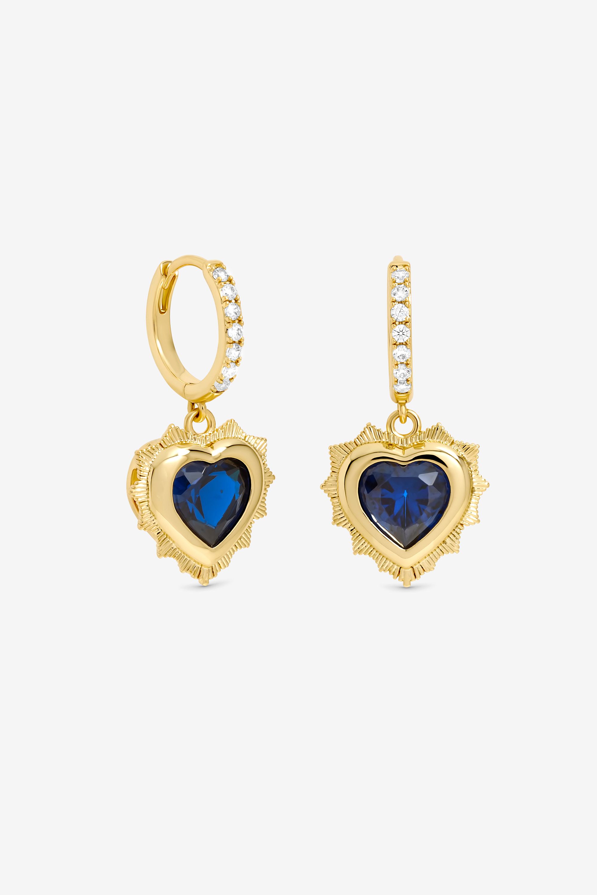 Jon Richard 14Ct Real Gold Plated Heart Birthstone Huggie Earrings - September